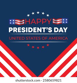 Happy Presidents Day with stars,ribbon and american flag.In February in United States and Canada.Poster, card, banner,template,background. Vector illustration.