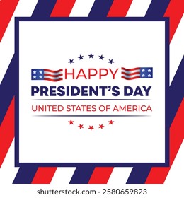 Happy Presidents Day with stars,ribbon and american flag.In February in United States and Canada.Poster, card, banner,template,background. Vector illustration.