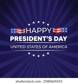 Happy Presidents Day with stars,ribbon and american flag.In February in United States and Canada.Poster, card, banner,template,background. Vector illustration.