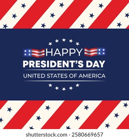 Happy Presidents Day with stars,ribbon and american flag.In February in United States and Canada.Poster, card, banner,template,background. Vector illustration.