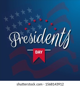 Happy Presidents Day text lettering for Presidents day in USA vector illustration graphic design. US President celebration calligraphic hand drawn design for print greetings card, sale, poster, banner