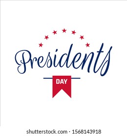 Happy Presidents Day text lettering for Presidents day in USA vector illustration graphic design. US President celebration calligraphic hand drawn design for print greetings card, sale, poster, banner