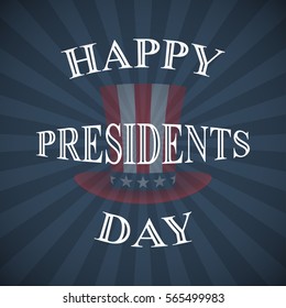 Happy Presidents Day Text on rays background. Vector illustration.