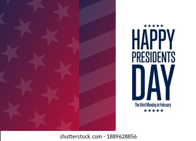 Happy Presidents' Day. The third Monday in February. Holiday concept. Template for background, banner, card, poster with text inscription. Vector EPS10 illustration