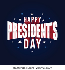 Happy Presidents Day typography banner design. Editable text for celebrate US Presidents Day. American national holiday template, greeting card. President Day sale poster.