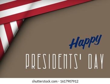 Happy Presidents' Day Typography. Over Distressed Color Clean Background With American Flag Border. Vector Banner 18th February American Holiday