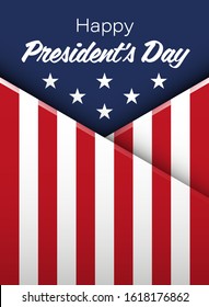 Happy Presidents' Day Typography. Over Distressed color clean Background with American Flag Border. Vector banner 18th february american holiday