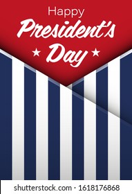 Happy Presidents' Day Typography. Over Distressed color clean Background with American Flag Border. Vector banner 18th february american holiday