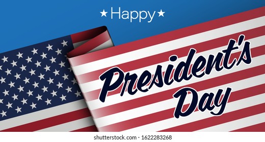 Happy Presidents' Day Typography. Over Distressed color clean Background with American Flag Border. Vector banner 18th february american holiday