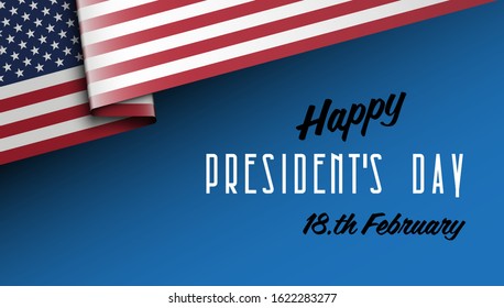 Happy Presidents' Day Typography. Over Distressed color clean Background with American Flag Border. Vector banner 18th february american holiday