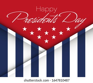 Happy Presidents' Day Typography. Over Distressed color clean Background with American Flag Border. Vector banner 18th february american holiday