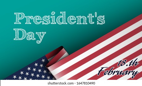 Happy Presidents' Day Typography. Over Distressed color clean Background with American Flag Border. Vector banner 18th february american holiday
