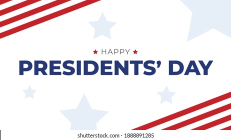 Happy Presidents' Day Typography with Patriotic Stars and Stripes Background, Presidents Day Vector Graphic Illustration with United States Background