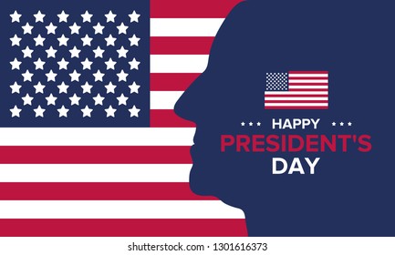 Happy Presidents day in United States. Washington's Birthday. Federal holiday in America. Celebrated in February. Poster, banner and background