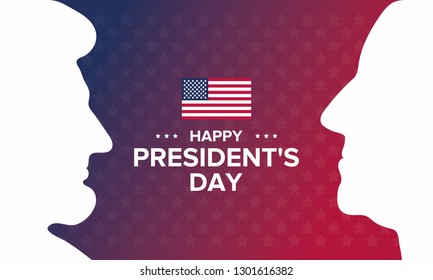 Happy Presidents day in United States. Washington's Birthday. Federal holiday in America. Celebrated in February. Poster, banner and background