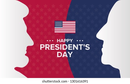 Happy Presidents day in United States. Washington's Birthday. Federal holiday in America. Celebrated in February. Poster, banner and background