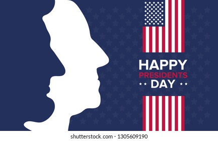 Happy Presidents day in United States. Washington's Birthday. Federal holiday in America. Celebrated in February. Poster, banner and background