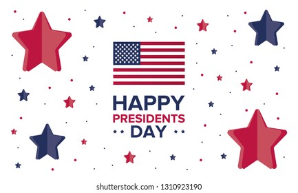 Happy Presidents day in United States. Washington's Birthday. Federal holiday in America. Celebrated in February. Poster, banner and background