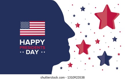 Happy Presidents day in United States. Washington's Birthday. Federal holiday in America. Celebrated in February. Poster, banner and background