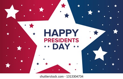 Happy Presidents day in United States. Washington's Birthday. Federal holiday in America. Celebrated in February. Poster, banner and background