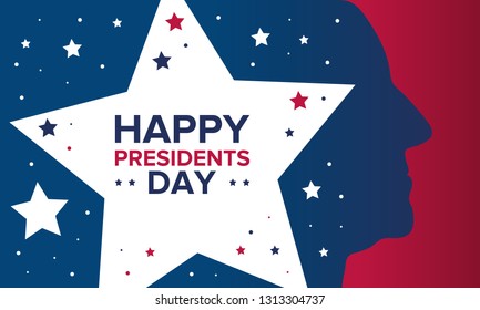 Happy Presidents day in United States. Washington's Birthday. Federal holiday in America. Celebrated in February. Poster, banner and background