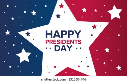 Happy Presidents day in United States. Washington's Birthday. Federal holiday in America. Celebrated in February. Poster, banner and background