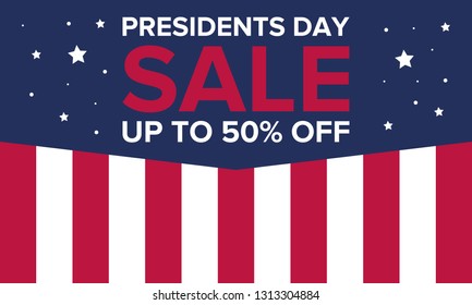 Happy Presidents day in United States. Washington's Birthday. Shopping sale banner, poster or background. Traditional federal holiday in America. Celebrated in February. 
