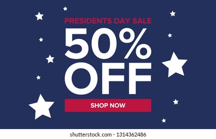 Happy Presidents day in United States. Washington's Birthday. Shopping sale banner, poster or background. Traditional federal holiday in America. Celebrated in February
