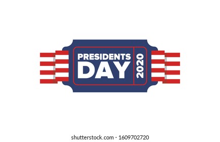 Happy Presidents day in United States. Washington's Birthday. Federal holiday in America. Celebrated in February. Patriotic american elements. Poster, banner and background. Vector illustration