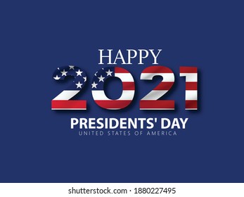 Happy Presidents day in United States with American Flags and use famous buildings On Blue Background