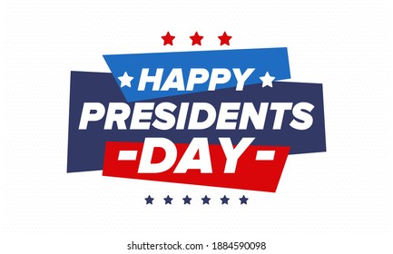 Happy Presidents day in United States. Washington's Birthday. Federal holiday in America. Celebrated in February. Patriotic american elements. Poster, banner and background. Vector illustration