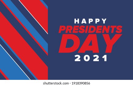 Happy Presidents day in United States. Federal holiday in America. Celebrated in February. Patriotic american elements. Poster, banner and background. Vector illustration