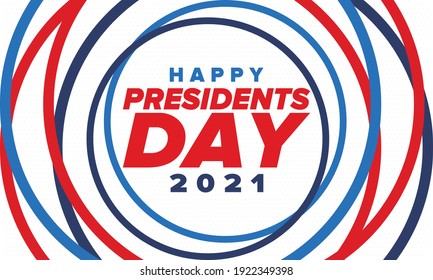 Happy Presidents day in United States. Federal holiday in America. Celebrated in February. Patriotic american elements. Poster, banner and background. Vector illustration