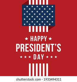 Happy Presidents day in United States text concept with American flag. Washington's Birthday. Federal holiday in America. Celebrated in February. Poster, banner and background