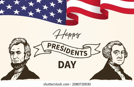 Happy Presidents day in United States. Washington's Birthday. Federal holiday in America. Celebrated in February. Poster, banner and background