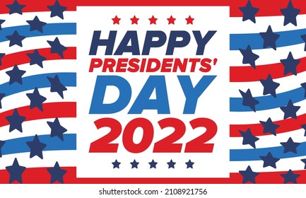Happy Presidents Day in United States. Federal holiday in America. Celebrated in February. Patriotic american elements. Poster, banner and background. Vector illustration