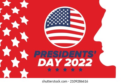 Happy Presidents Day in United States. Federal holiday in America. Celebrated in February. Patriotic american elements. Poster, banner and background. Vector illustration