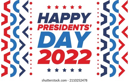Happy Presidents Day in United States. Federal holiday in America. Celebrated in February. Patriotic american elements. Poster, banner and background. Vector illustration