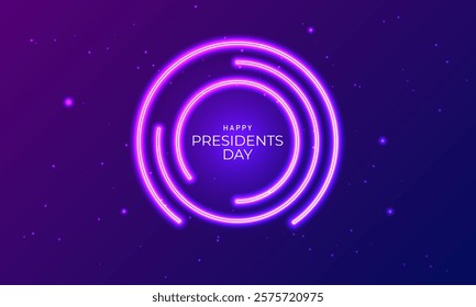 Happy Presidents Day United States Of America With Neon Glow Cirlce Design Background Illustration