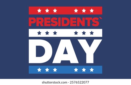 Happy Presidents Day in United States. Federal holiday in America. Celebrated in February. Patriotic american elements. Poster, banner and background. Vector illustration