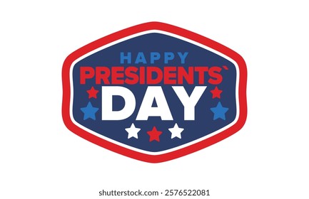 Happy Presidents Day in United States. Federal holiday in America. Celebrated in February. Patriotic american elements. Poster, banner and background. Vector illustration