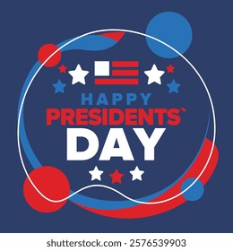 Happy Presidents Day in United States. Federal holiday in America. Celebrated in February. Patriotic american elements. Poster, banner and background. Vector illustration