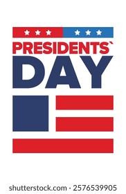 Happy Presidents Day in United States. Federal holiday in America. Celebrated in February. Patriotic american elements. Poster, banner and background. Vector illustration