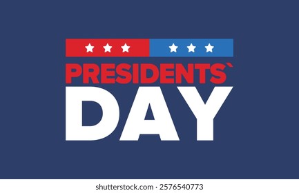 Happy Presidents Day in United States. Federal holiday in America. Celebrated in February. Patriotic american elements. Poster, banner and background. Vector illustration