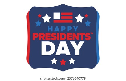 Happy Presidents Day in United States. Federal holiday in America. Celebrated in February. Patriotic american elements. Poster, banner and background. Vector illustration