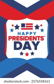 Happy Presidents Day in United States. Federal holiday in America. Celebrated in February. Patriotic american elements. Poster, banner and background. Vector illustration