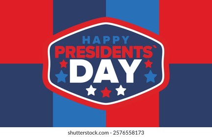 Happy Presidents Day in United States. Federal holiday in America. Celebrated in February. Patriotic american elements. Poster, banner and background. Vector illustration