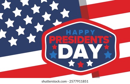 Happy Presidents Day in United States. Federal holiday in America. Celebrated in February. Patriotic american elements. Poster, banner and background. Vector illustration