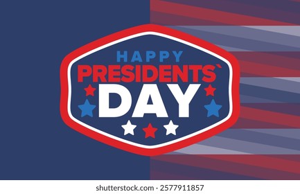 Happy Presidents Day in United States. Federal holiday in America. Celebrated in February. Patriotic american elements. Poster, banner and background. Vector illustration