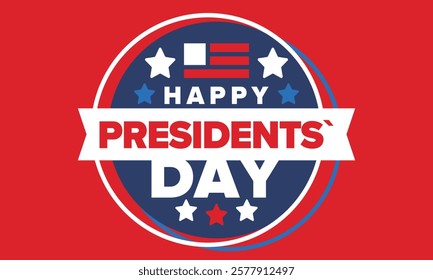 Happy Presidents Day in United States. Federal holiday in America. Celebrated in February. Patriotic american elements. Poster, banner and background. Vector illustration